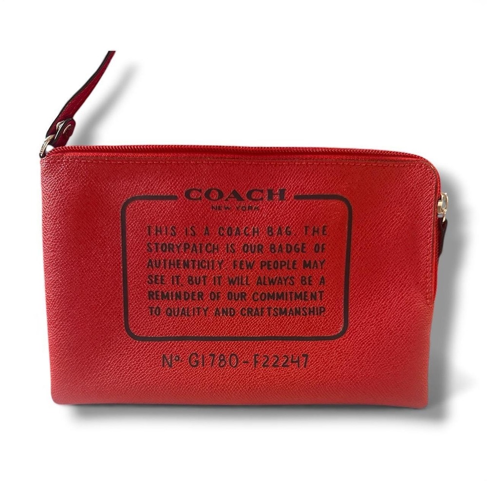 Coach Reversible Tote Bag Red Black Graphic Print Leather Interior Pouch - Picture 5 of 6